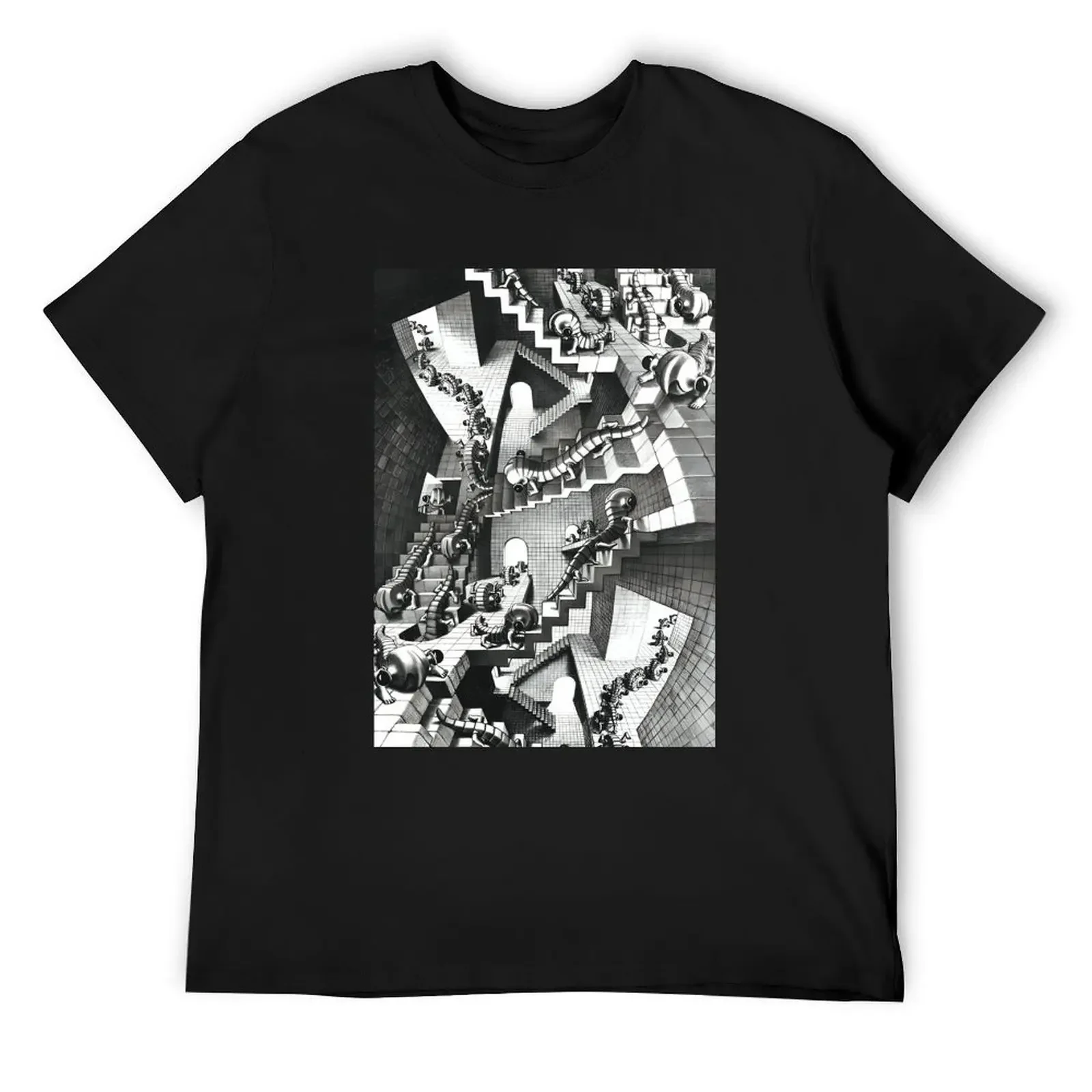 

M.C. Escher Stairs | Lizards Going Up Stairs MC Escher T-Shirt anime shirt blanks men workout shirt