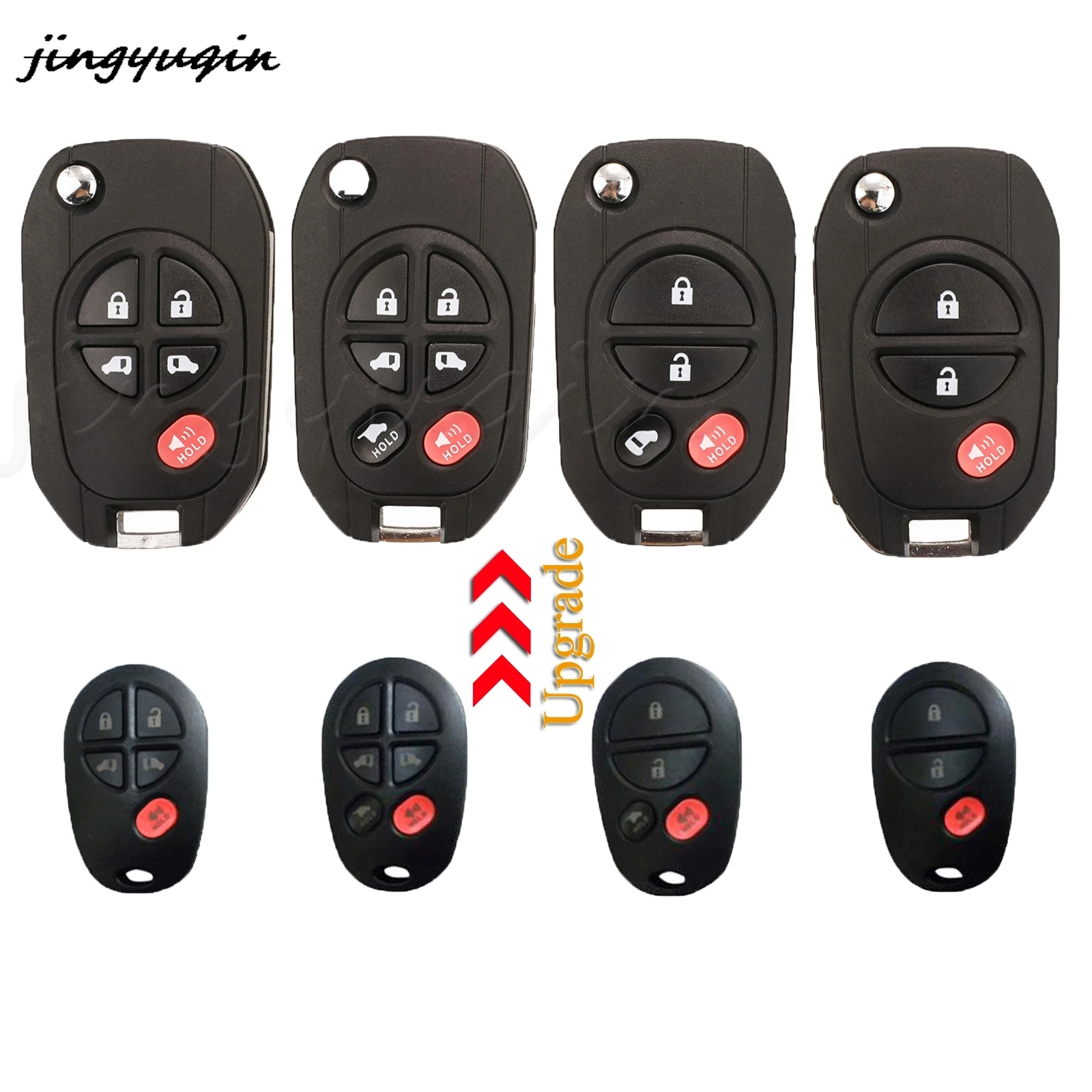 

jingyuqin 10pcs/lot 3/4/5/6 Buttons Remote Car Key Shell Case Fob For Toyota Highlander Sequoia Sienna Tacoma With TOY43 Blade