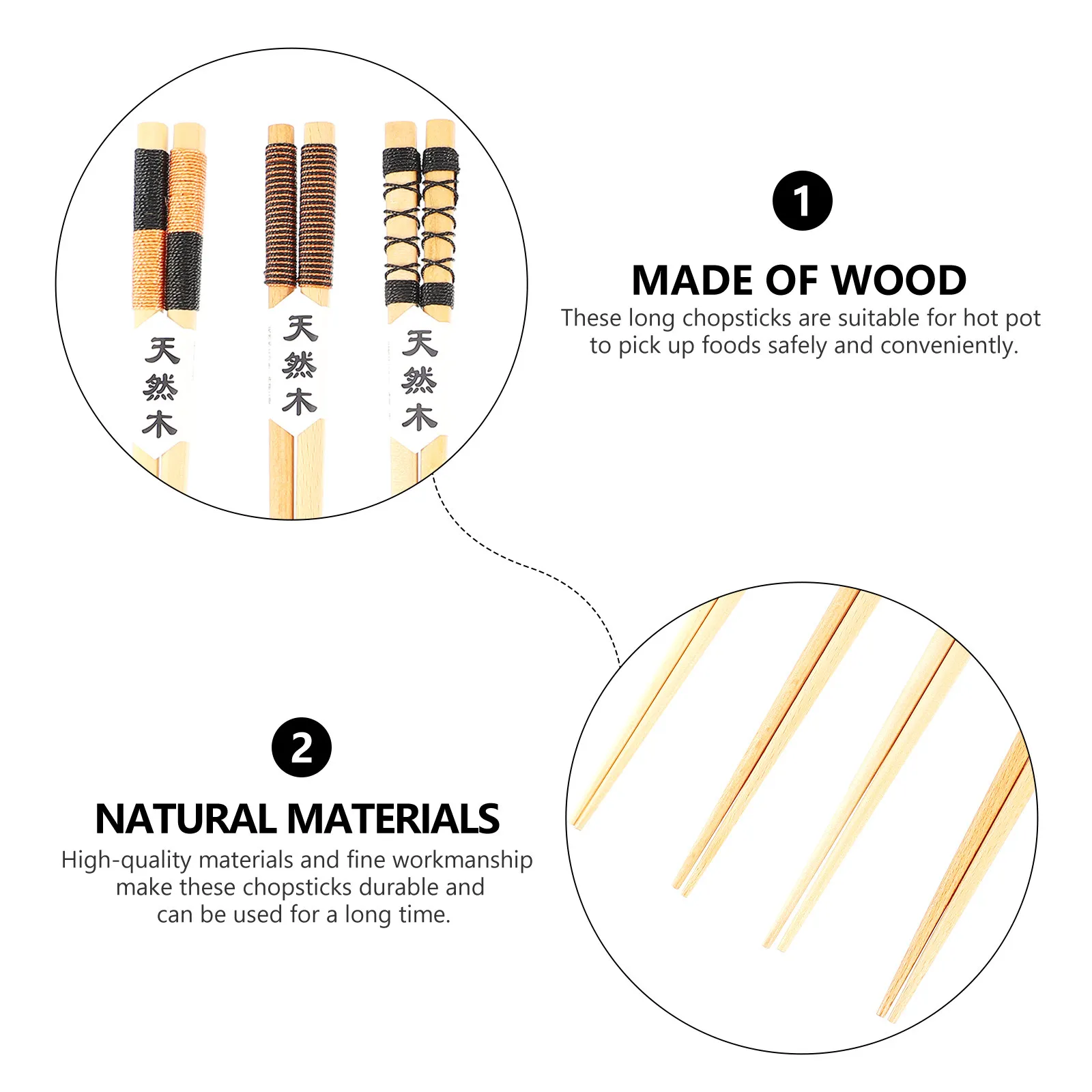 Long Reusable Hardwood Hotpot Chopsticks for Japanese-Style Dining