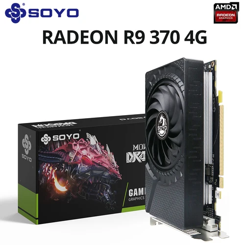 Tarjeta gráfica SOYO AMD Radeon R9 370 4G, memoria de vídeo GDDR5, tarjeta de juego de 256 bits, PCIE3.0x16 DP DVI para ordenador de escritorio