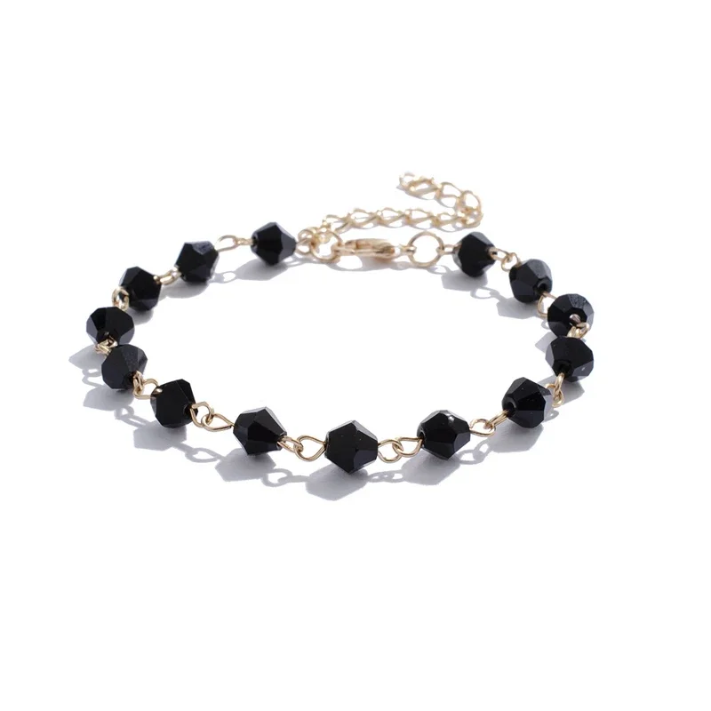 Vintage Black Crystal Stone Beads Charms Beach Anklet For Women Boho Style Ankle Bracelet Handmade Leg Bracelets Jewelry Gifts