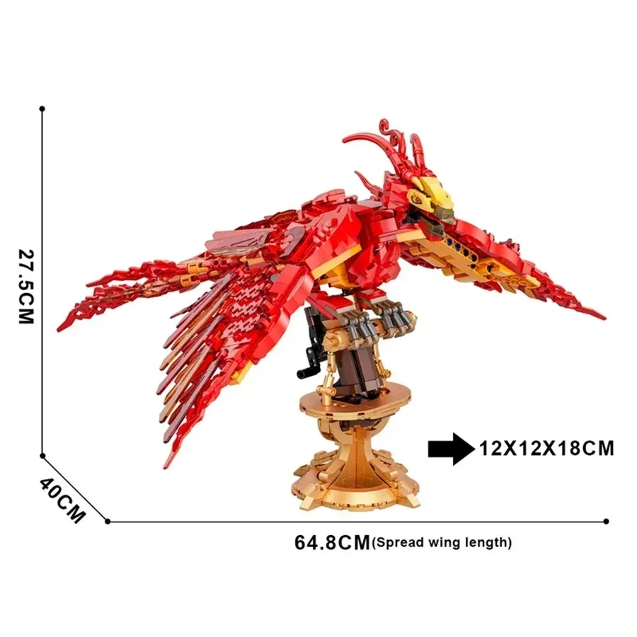 Fire Phoenix MOC Building Kit Creative Technical Assembly Bricks Construction Toys DIY Project Gift 