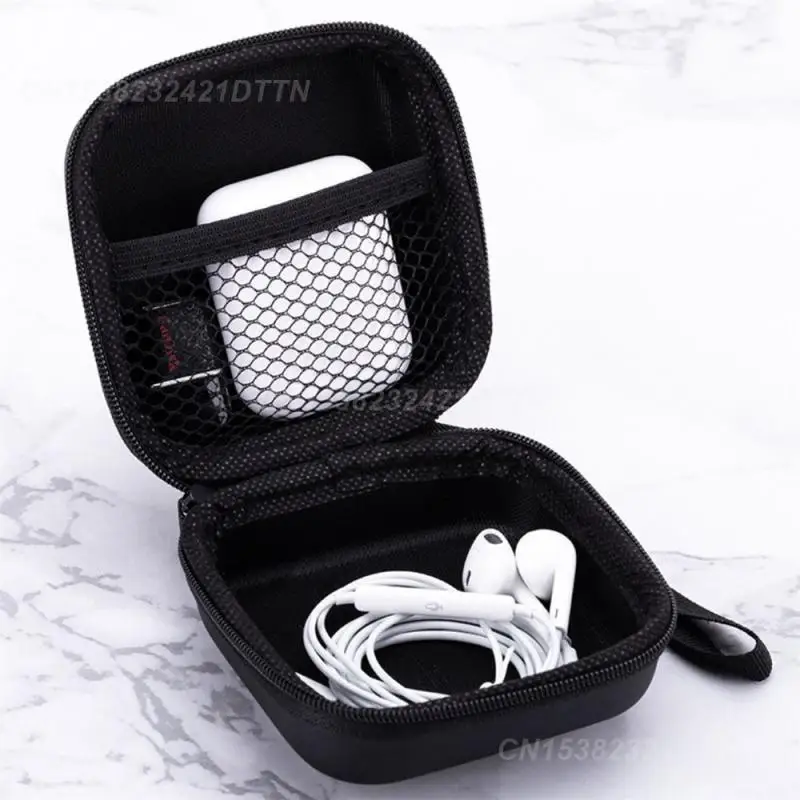 Earphone Storage Box Built-in Grid Eva Waterproof Storage Bag Consumer Electronics Carrying Case Shockproof 25g Storage Bag Pu