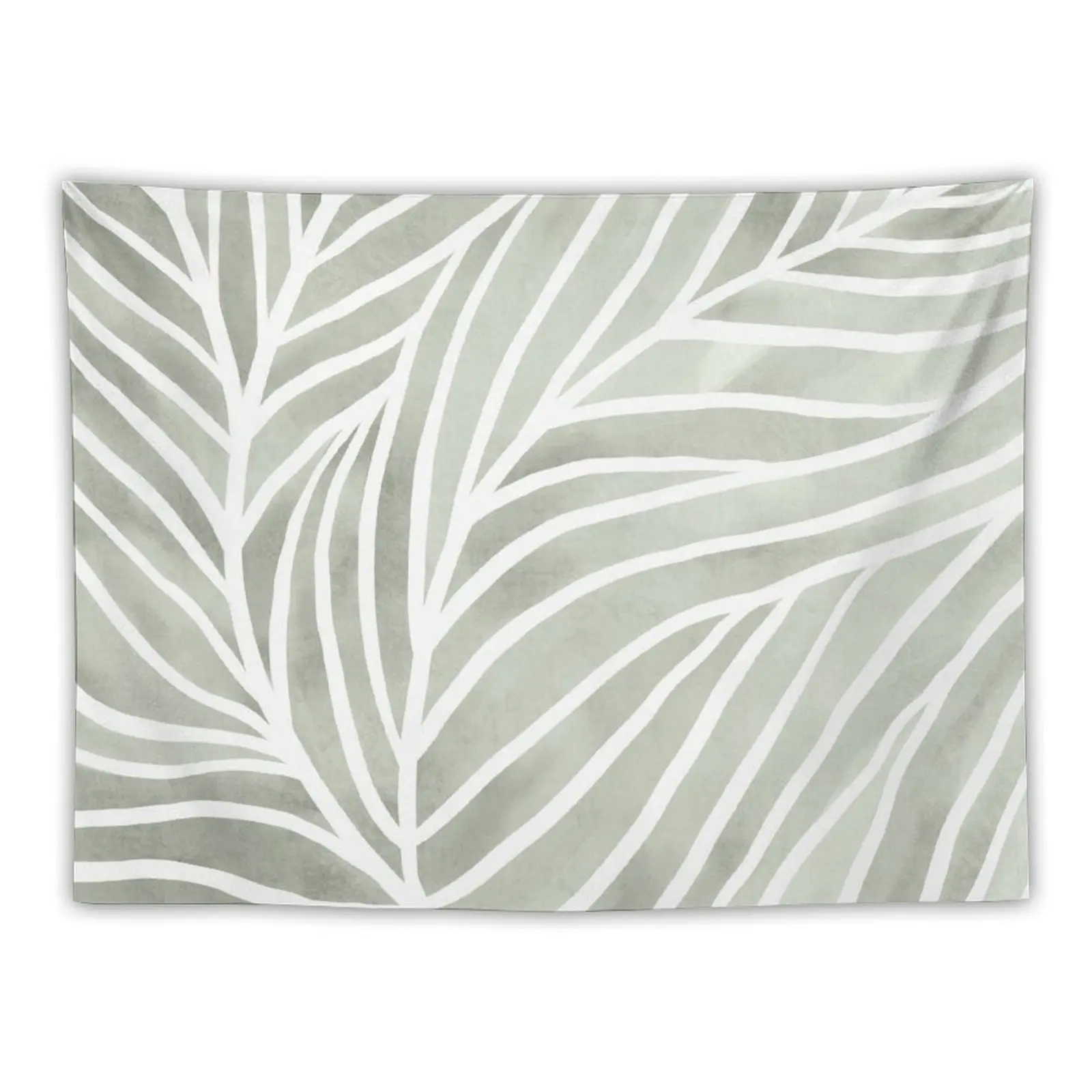 

Sage green leaf line art Tapestry Mushroom House Decor Tapestry