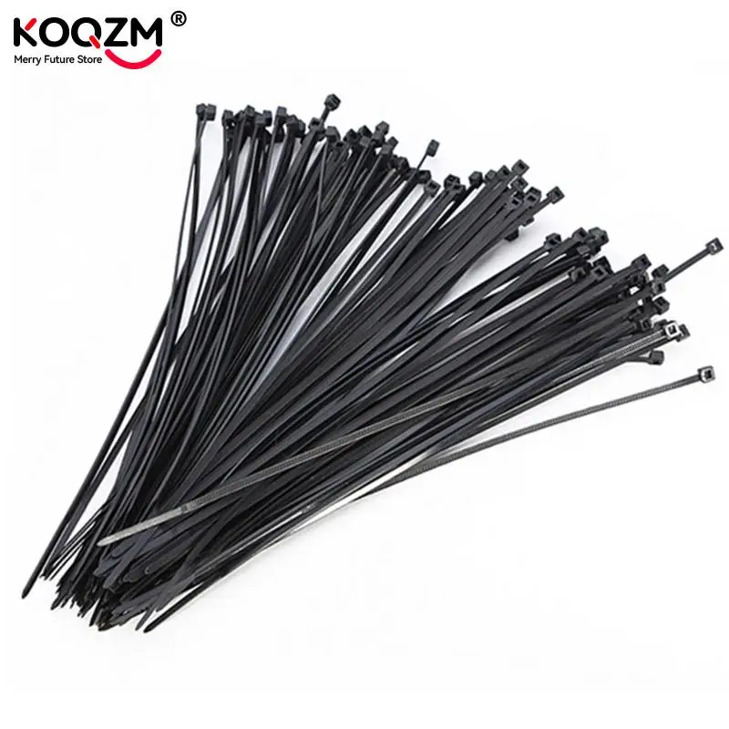 100pcs Self-Locking Plastic Nylon Wire Cable Zip Ties Black Cable Ties Fasten Loop Cable 2.5mm Or 3mm