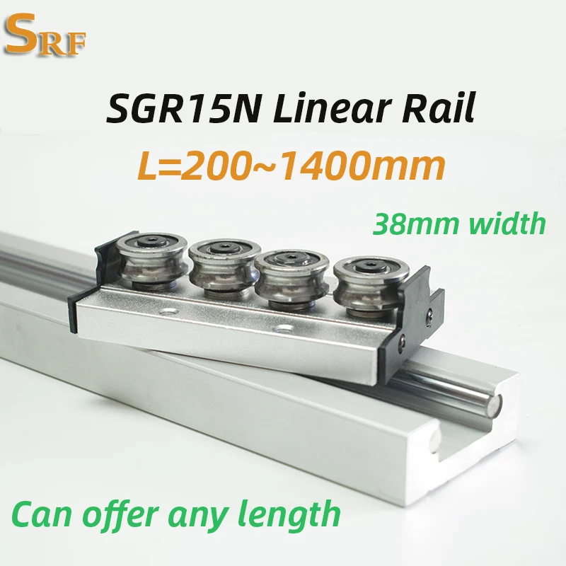 Aluminum Double Roller Linear Guide Rail 38mm SGR15N Can Be Cut Any Length SGB15N Wheel Slide Block Woodworking Slide