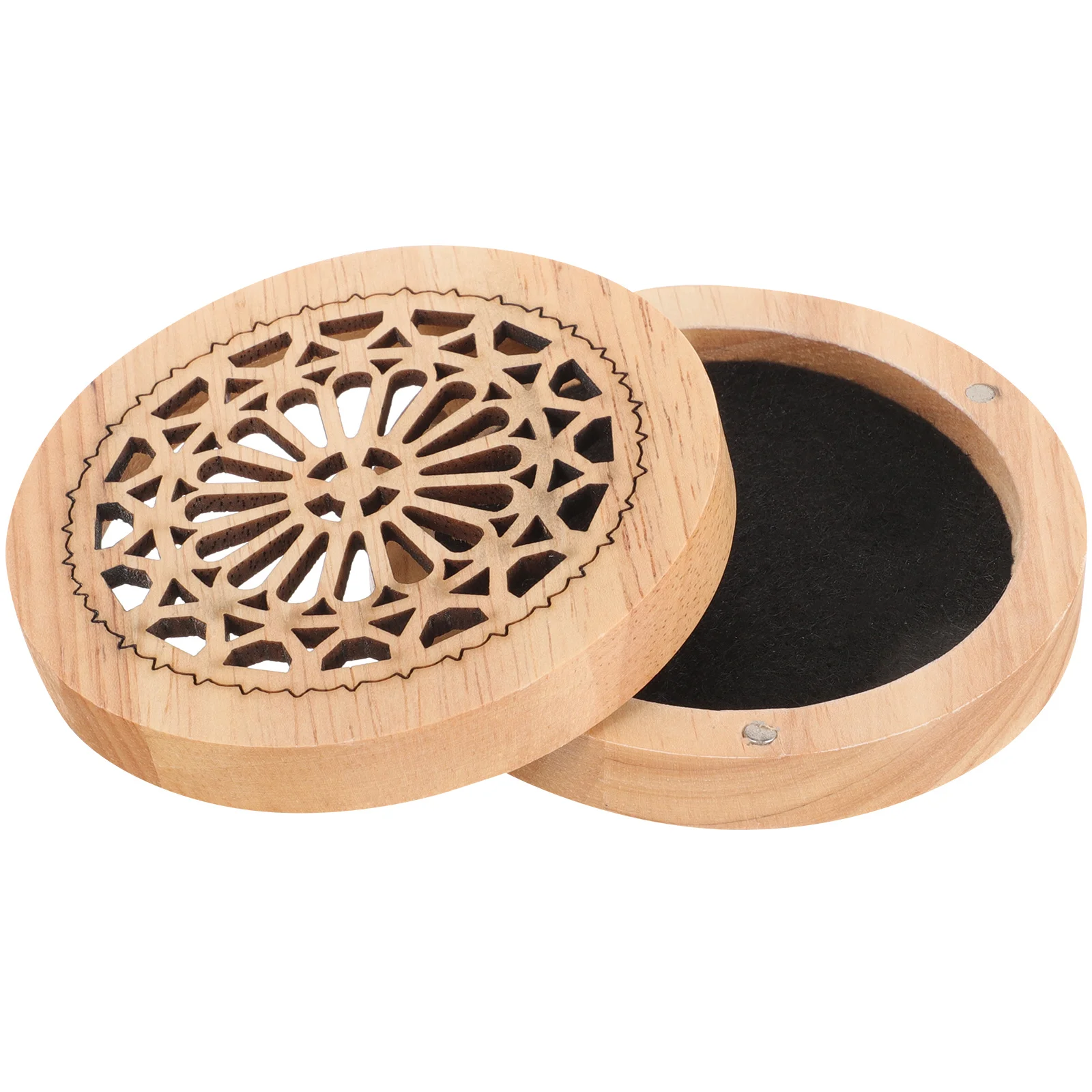 

Wooden Magnetic Round Incense Burner Creative Coil Incense Box Bedroom Tabletop Decoration Carved Aroma Furnace Holder