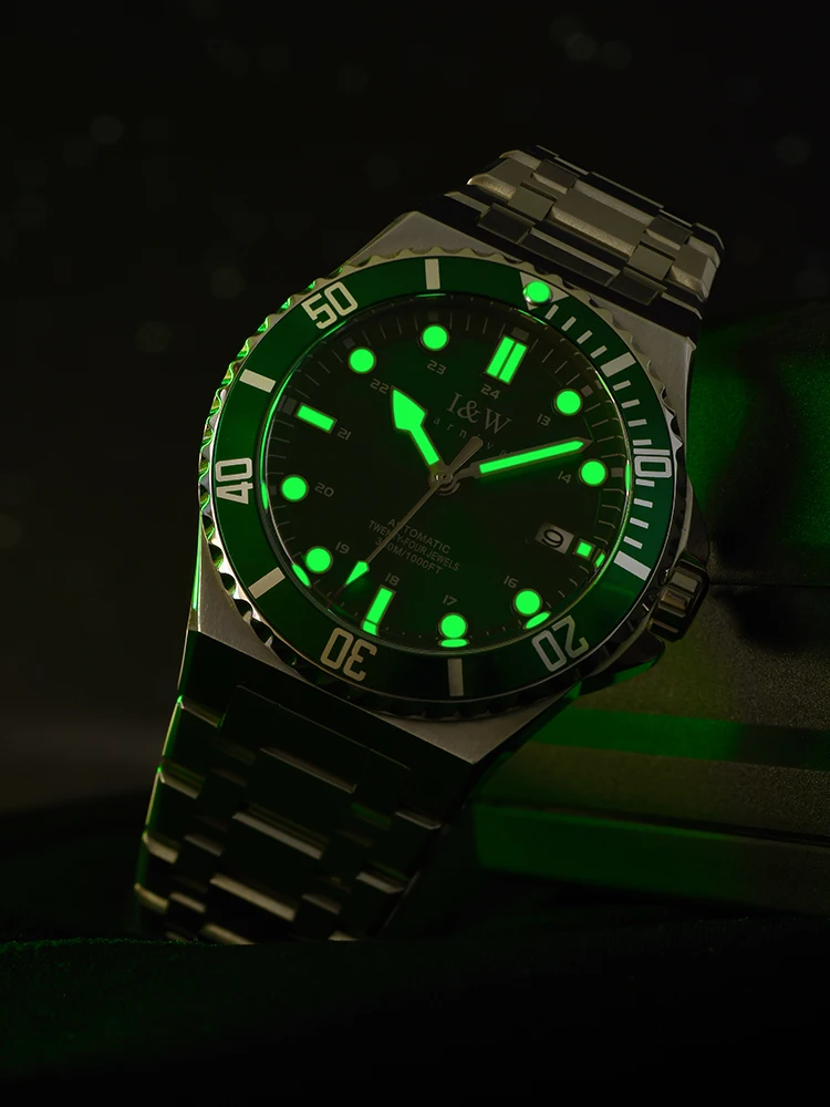 Carnival Brand IW High-End Series Fashion Green Mechanical Watch Men Stainless Steel 300M Waterproof Imported Movement Watches