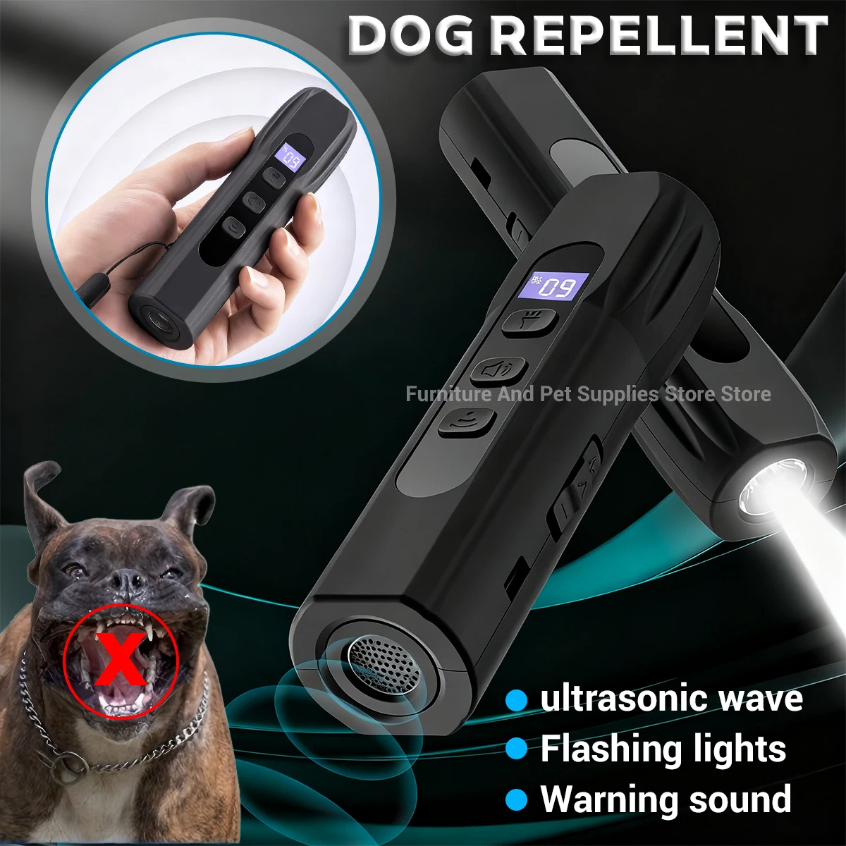 

High Power Ultrasonic Dog Repeller Trainer Anti Barking LED Dog Deterrent Device Pet Dog Training Remote Control With UV LAMP
