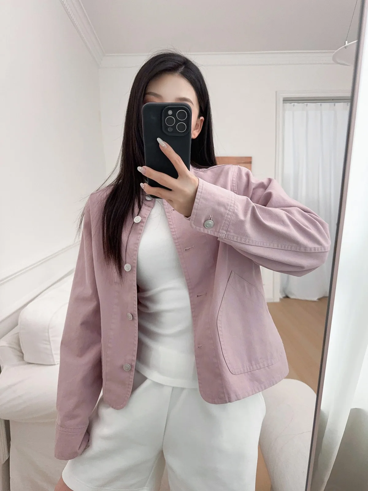 

Новая женская повседневная верхняя одежда из чистого хлопка с воротником-стойкой, модель 2025 года, нейтральный цвет