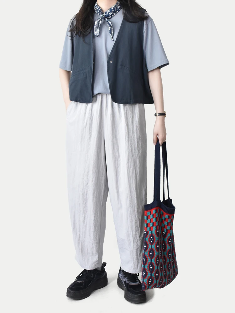 

Белые летние тонкие повседневные брюки свободного кроя в художественном стиле, универсальные, с эластичным поясом, для повседневной носки, струящиеся, длинные, женские, свободные.