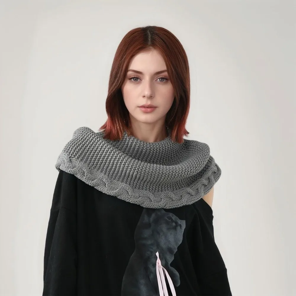 Fashion Soft Women's Knit Scarf Warm Thickened Hooded Scarf Windproof Leisure Circle Neck Scarf Winter Wear