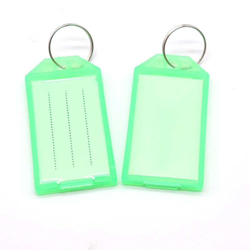 Flap Transparent Keychain Colorful Plastic Label Keychain Double Sided Marking Key Plate Luggage Hotel ID Tag