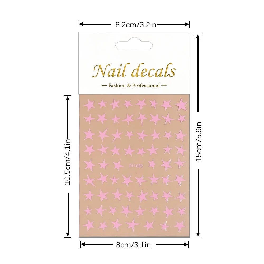Naklejki na paznokcie 3D w kształcie pentagramu, proste, świeże, pięcioramienne gwiazdy, naklejki do zdobienia paznokci DIY, samoprzylepne naklejki do manicure.