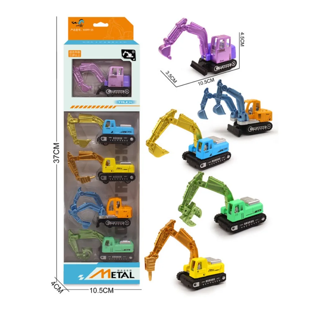 5/6pcs Mini Simulation Diecast Crane Car Model 2 Styles Sliding Boy Gift Excavator Inertial Truck Alloy Construction Car