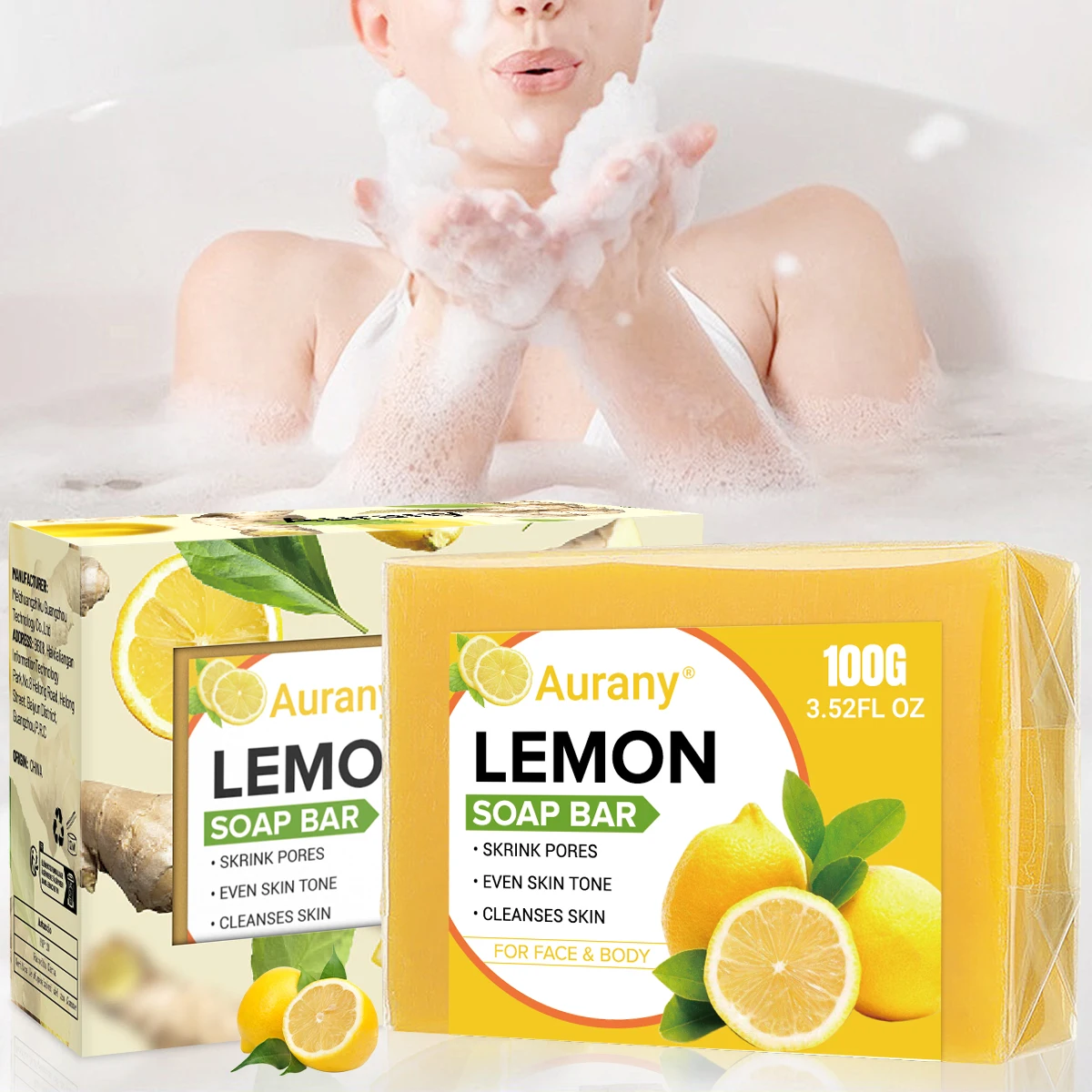 

Lemon Shampoo & Face Soap - Refreshing, Oil Control, with Coconut Oil, Shea Butter, for Hair & Skin, Suitable for All Types, 100