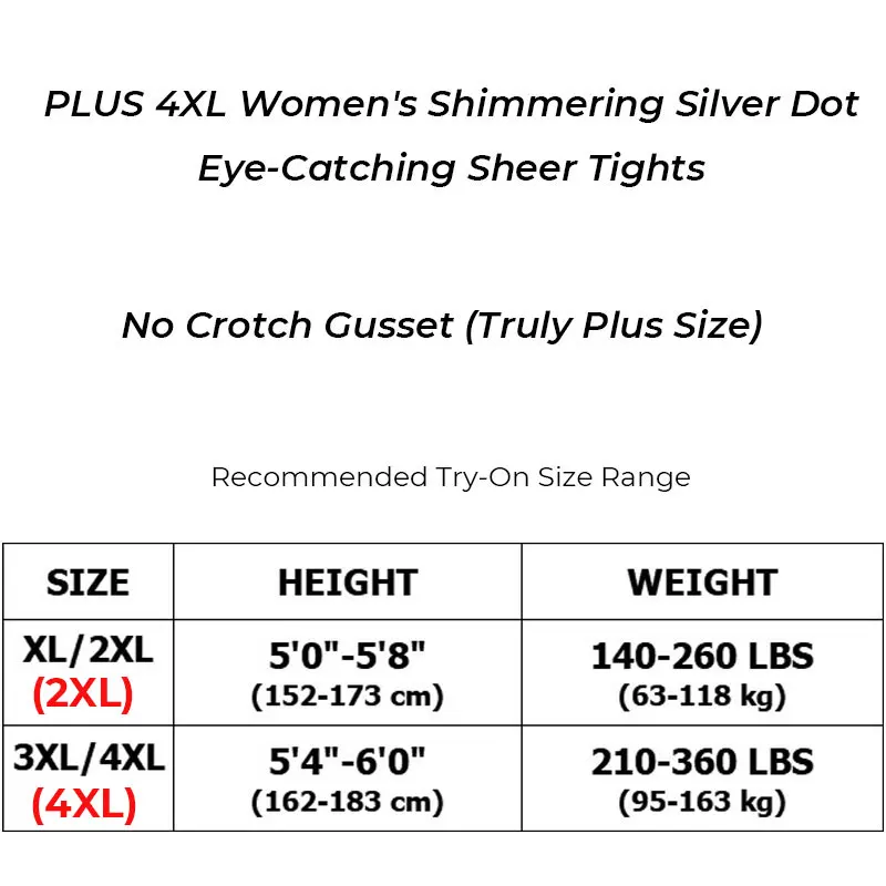 Women's Glitter Silver Polka Dot Eye-Catching Metallic Silver Dotted Tights Plus Size 4XL Shimmering Silver Dot Sheer Tights