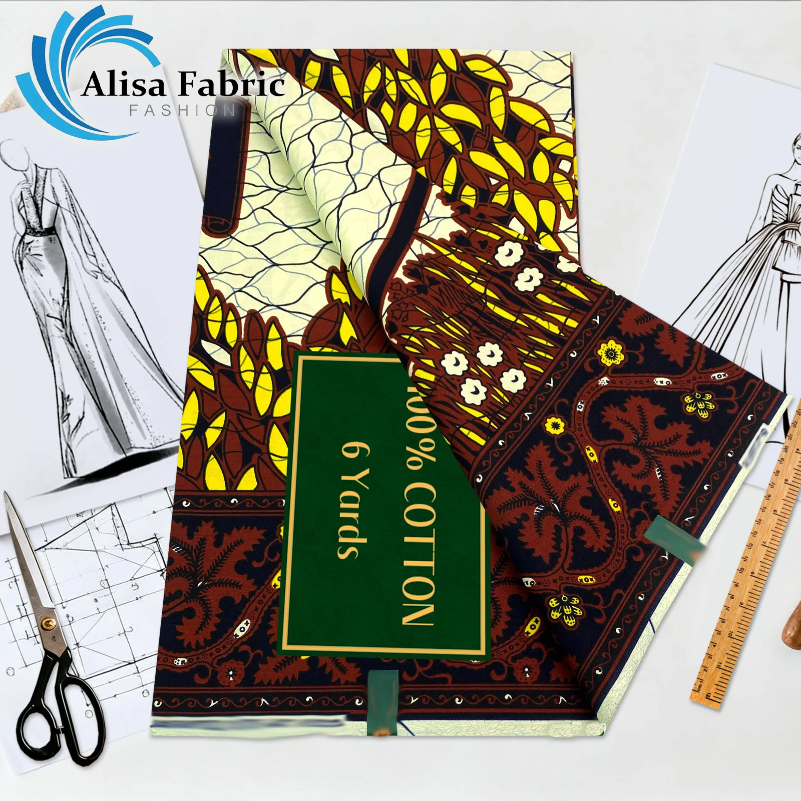 

Ткань с африканским восковым принтом, 6 ярдов, 2021, новый стиль, настоящая гарантированная африканская хлопчатобумажная ткань высокого качества для шитья