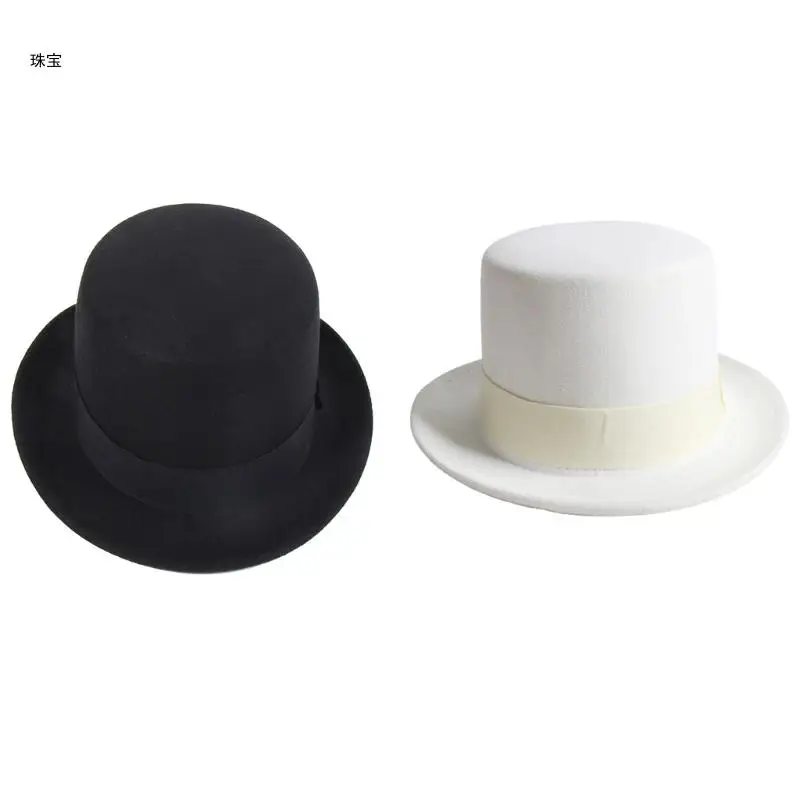 

X5QE Western Fedora for Men Women Unisex Wear Vintage Top Hat Magician Costume