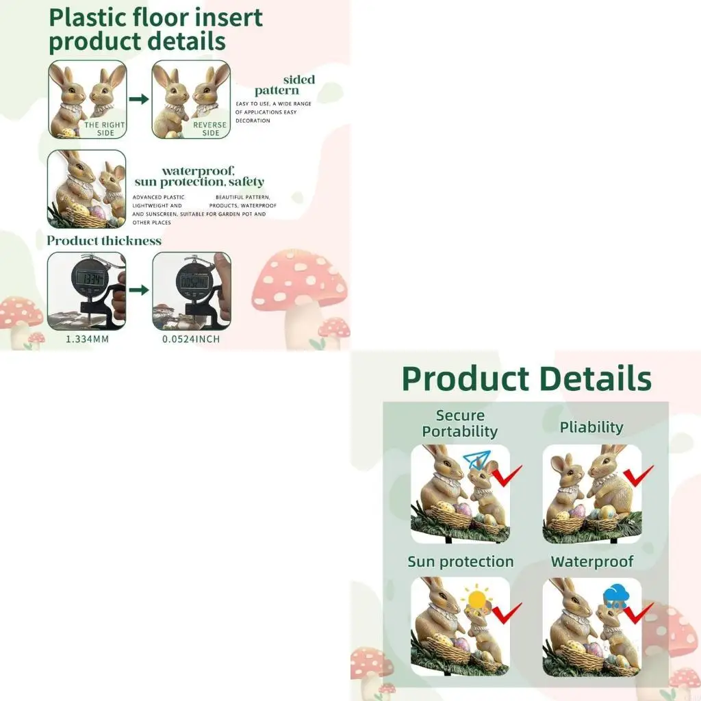 

Easter Themed Rabbit and Eggs Yard Decoration Garden Sign Acrylic Waterproof Animal Stake Lawn Ornament Party Supplies C5AD