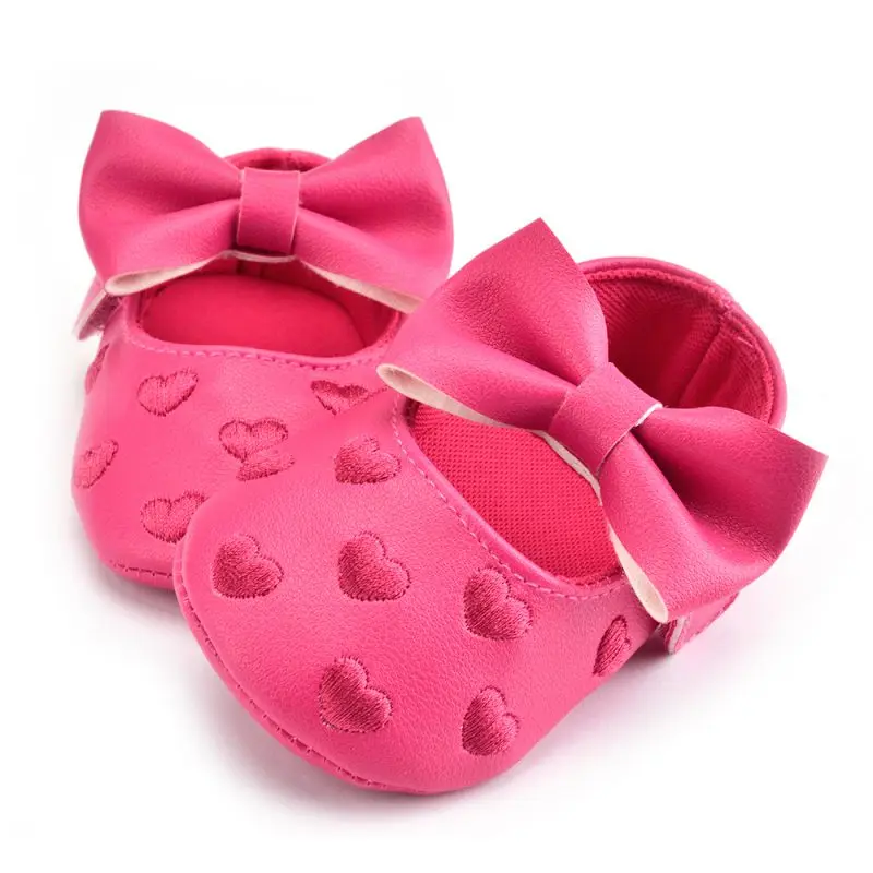 Scarpe Casual per bambini Bowknot Heart Soft Sole Toddler Princess calze per interni scarpe primi camminatori Prewalkers appena nati