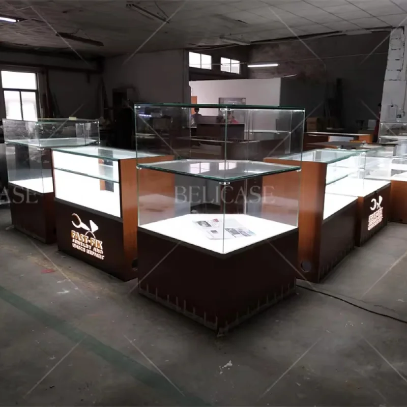 Customized. Luxury Watches and Jewelry Display Showcase with Led Light Jewellery Cabinet Glass Display Counter Shopping Mall Jew