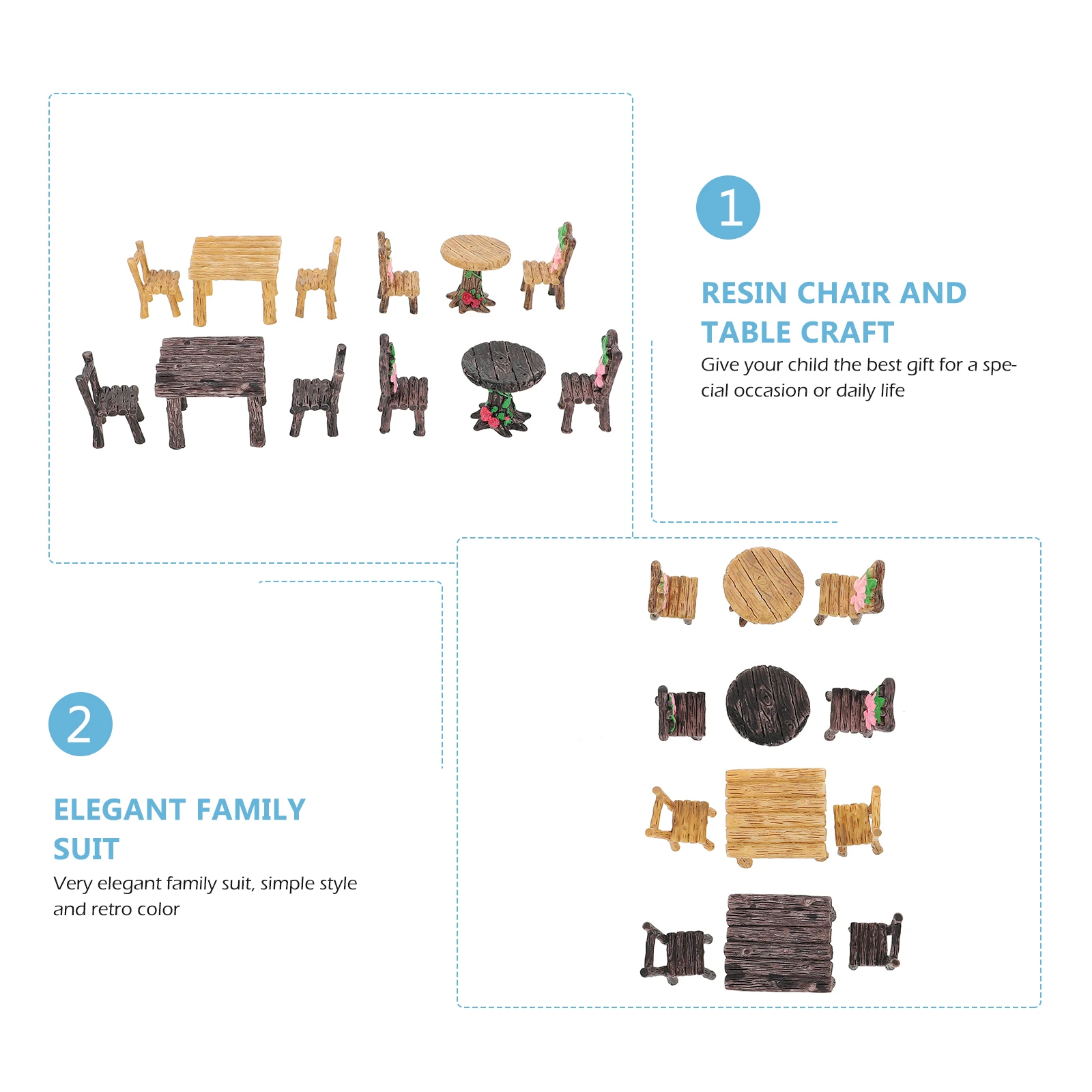 

4 Sets Resin Chair Table Craft Miniature Decoration Fairy Garden Bonsai Ornament Diy Home Office Accessory Simulation Furniture