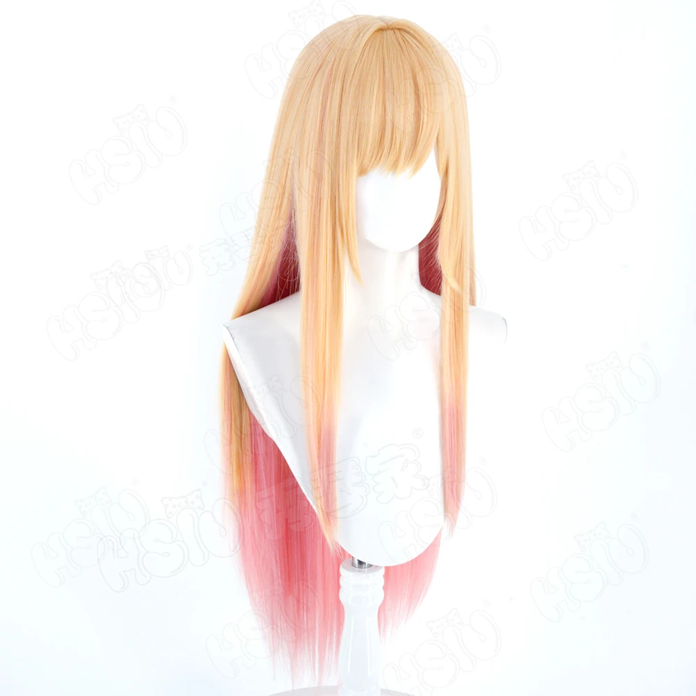 Anime My Dress-Up Darling Kitagawa Marin Peruka Cosplay 80CM Pomarańczowy gradient pomelo różowy długie włosy + Czepek pod perukę Impreza Halloween Peruka