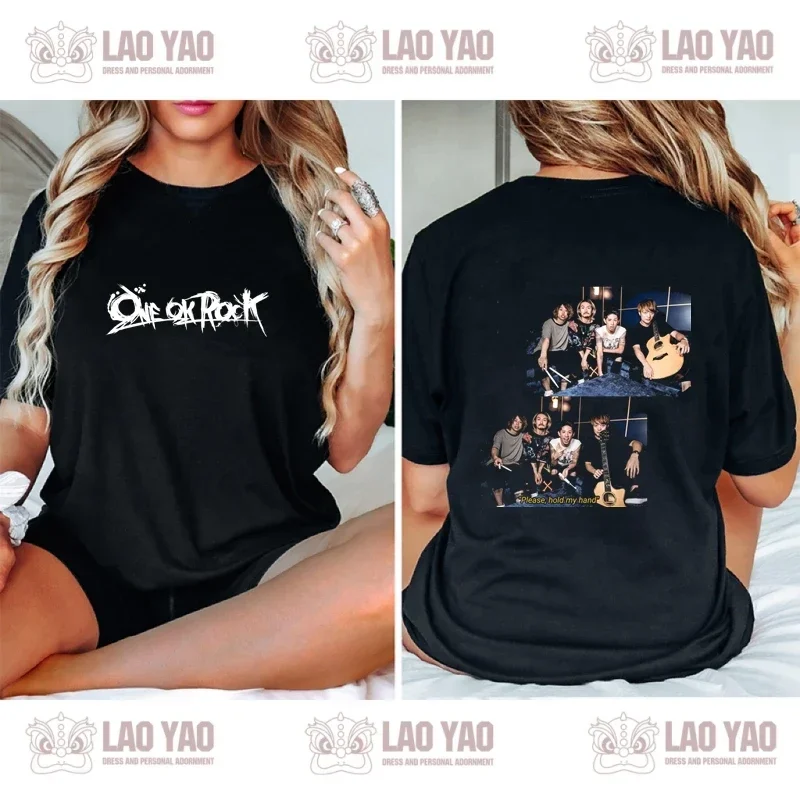 تي شيرت بأكمام قصيرة للرجال والنساء ، ملابس بياقة دائرية ، فرقة يابانية ، خمر ، كاجوال ، صخرة 1 Ok ، نقش مطبوع