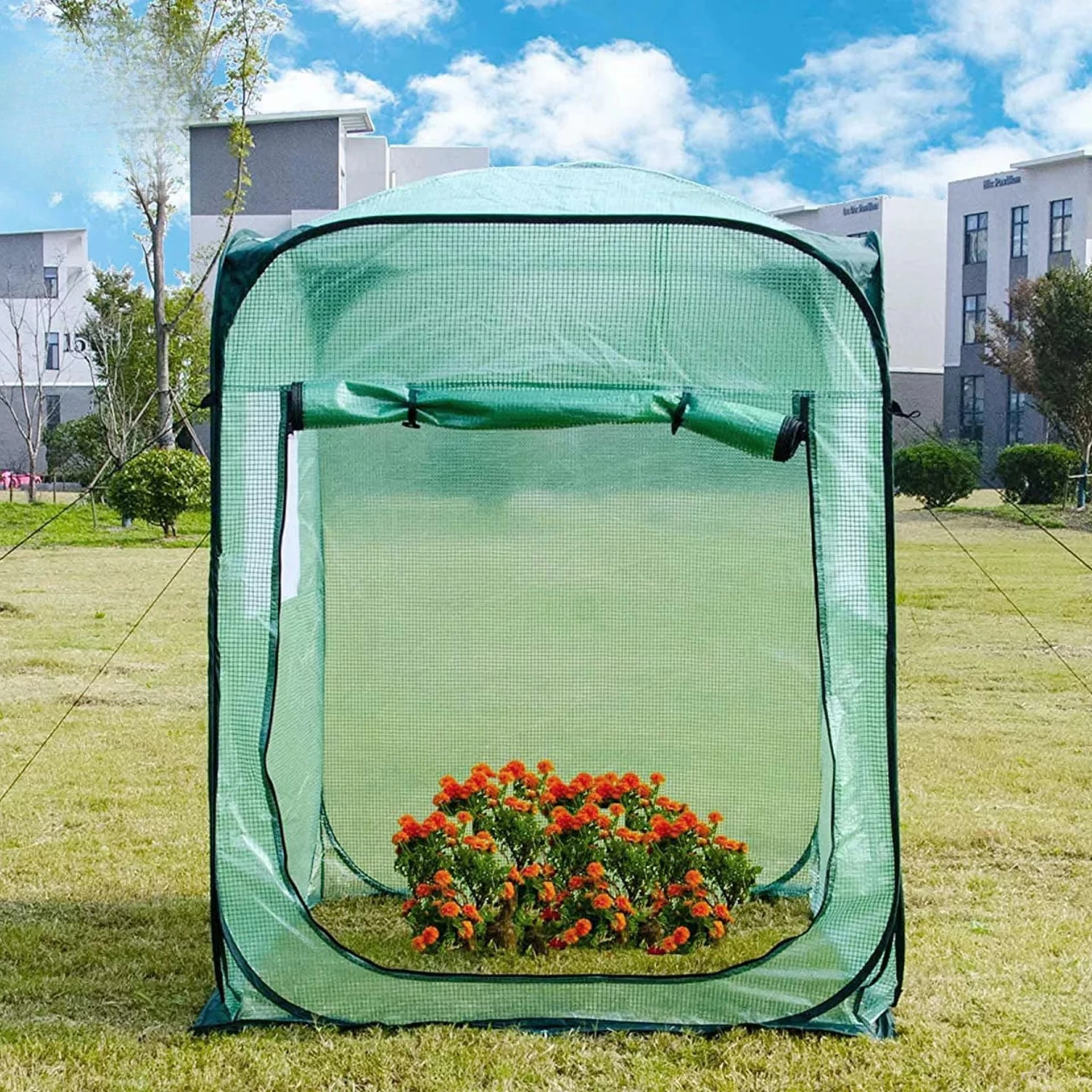 Windproof and Rainproof PE Grid Cover for Gardens Greenhouses Plants Keep Warm Snow Protection Durable Polyester Material