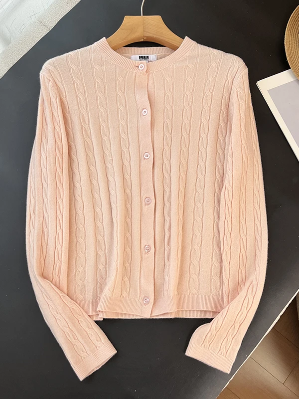 Simple round Ne Knitted Cardigan Autumn Commute Sle Slim Fit Long Sve Sweater Jaet Button up Warmth Thermalized