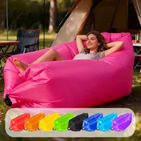 Sofá inflable individual multicolor para perezosos, sofá cama portátil de aire para playa al aire libre, saco de dormir plegable para acampar para un descanso cómodo