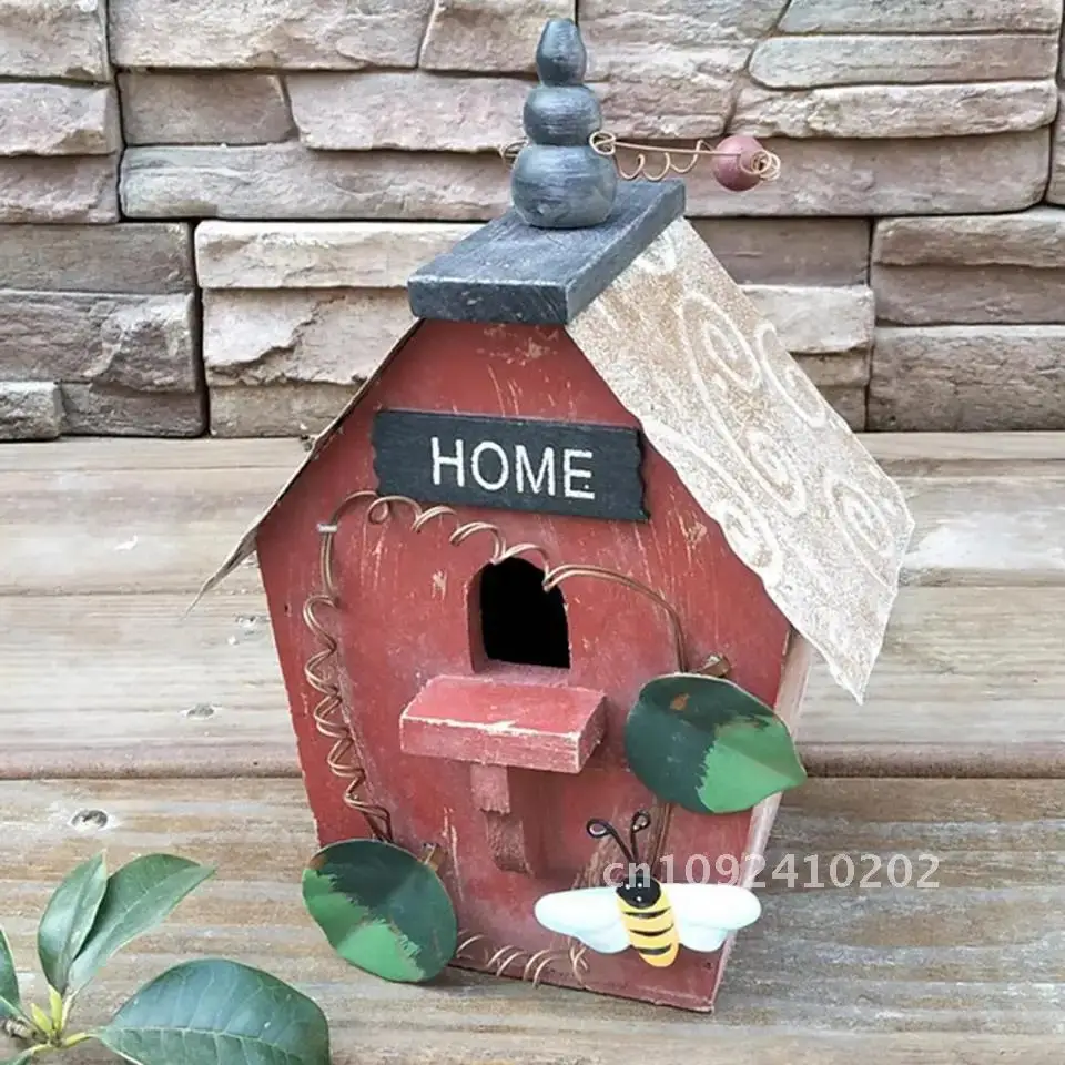 

Bird Cottage Birdcage Painting Outdoor Garden Yard Hanging Nest Accessories Birdhouse House Pet Products Feeder Crafts Bird