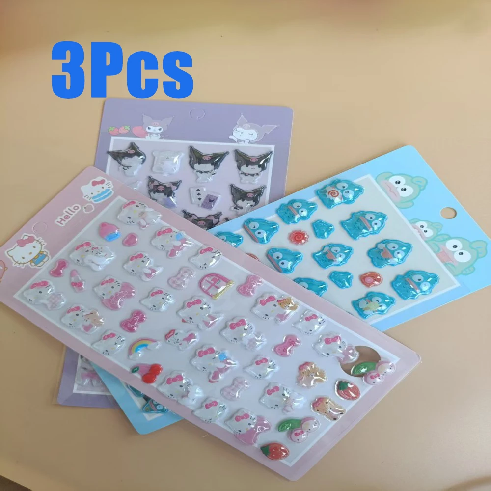 

Kuromi Cinnamoroll My Melody KT Pompom Purin 3D Resin Stickers Set Anime Diy Scrapbook Mobile Computer Stickers Decorative Gifts