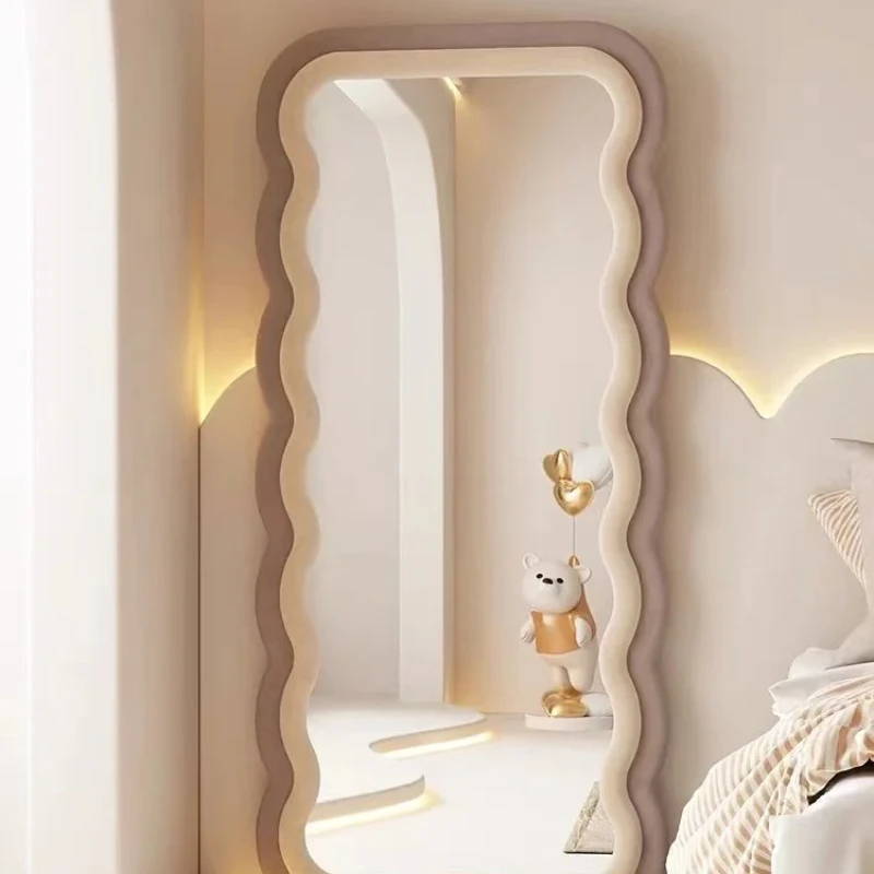 

modern Accessories Mirror Designlight Luxury Spiegels Home Decorations Frame Wavy Floor Mirror Aesthetic Wavy Dressing Light