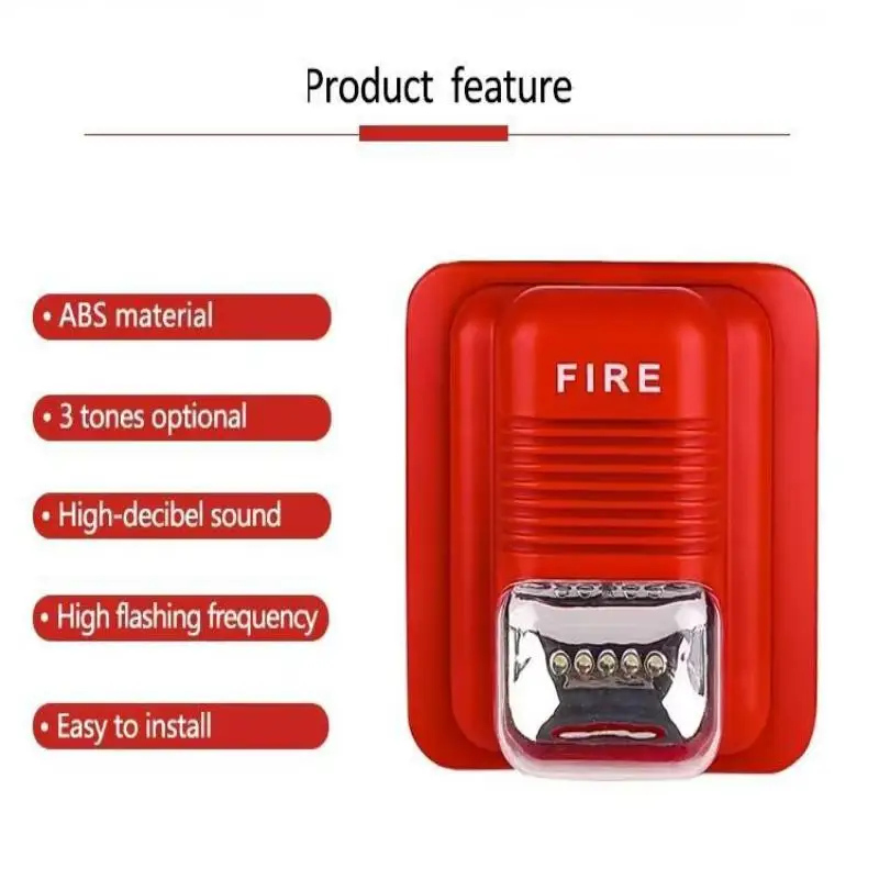 1Pcs Sound & Strobe Alert Security System 12V 24V Fire Alarm Warning Strobe Siren Horn For Home Office Hotel Restaurant