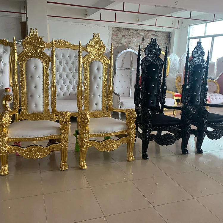 &Vintage Style Hotel Wedding/Furniture With Good Quality King Throne Red/Black/White Royal Chair With Gold/Silver Frame view 3
