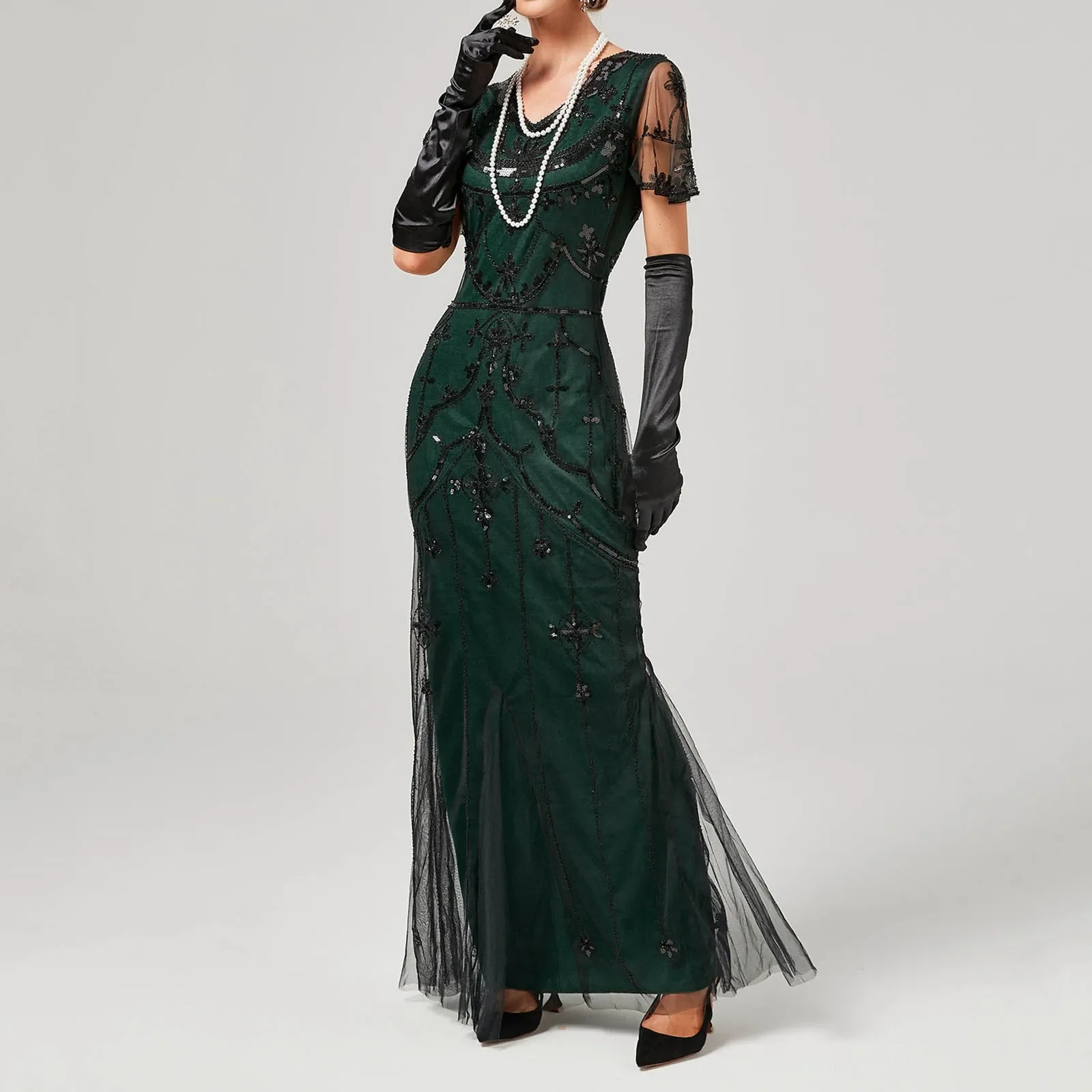 Women 30s Plus Size Wedding Dress Women\'s Vintage Sexy Party Sleeveless 1920s Party Light Evening Dress Short Elopement Dress