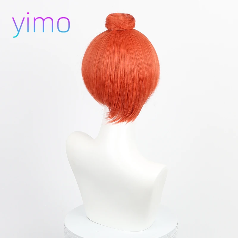 Synthetic Wig Brown Bun Cosplay Hairpiece Anime Roleplay Costume Party Women Fiber Top Knot Heat Resistant Long Wavy