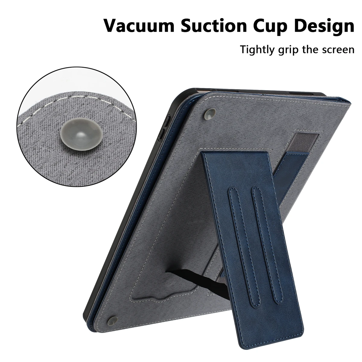 For Samsung Galaxy Tab S10 FE+ Stand Case Auto Wake / Sleep PU Leather Tablet Cover with Wallet / Hand Strap - Blue