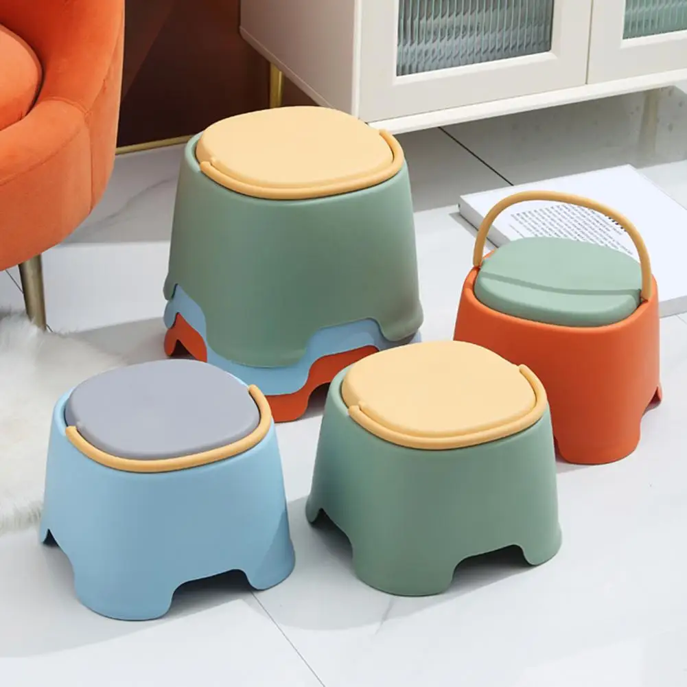 

Kids Low Stool with Handle Stackable Heavy Duty Non-Slip Lightweight Footstool Home Bathroom Kindergarten Toddlers Step Stool 90