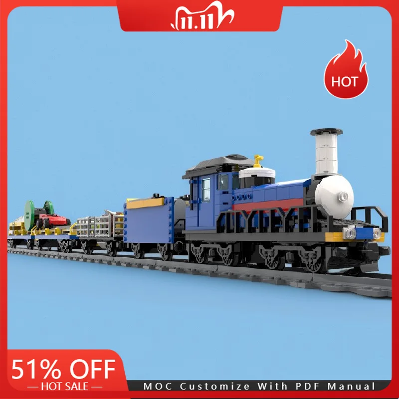 

887 шт. MOC City Engineering модель парового поезда, технологический строительный блок, креативный детский набор игрушек для сборки «сделай сам», рождественские подарки