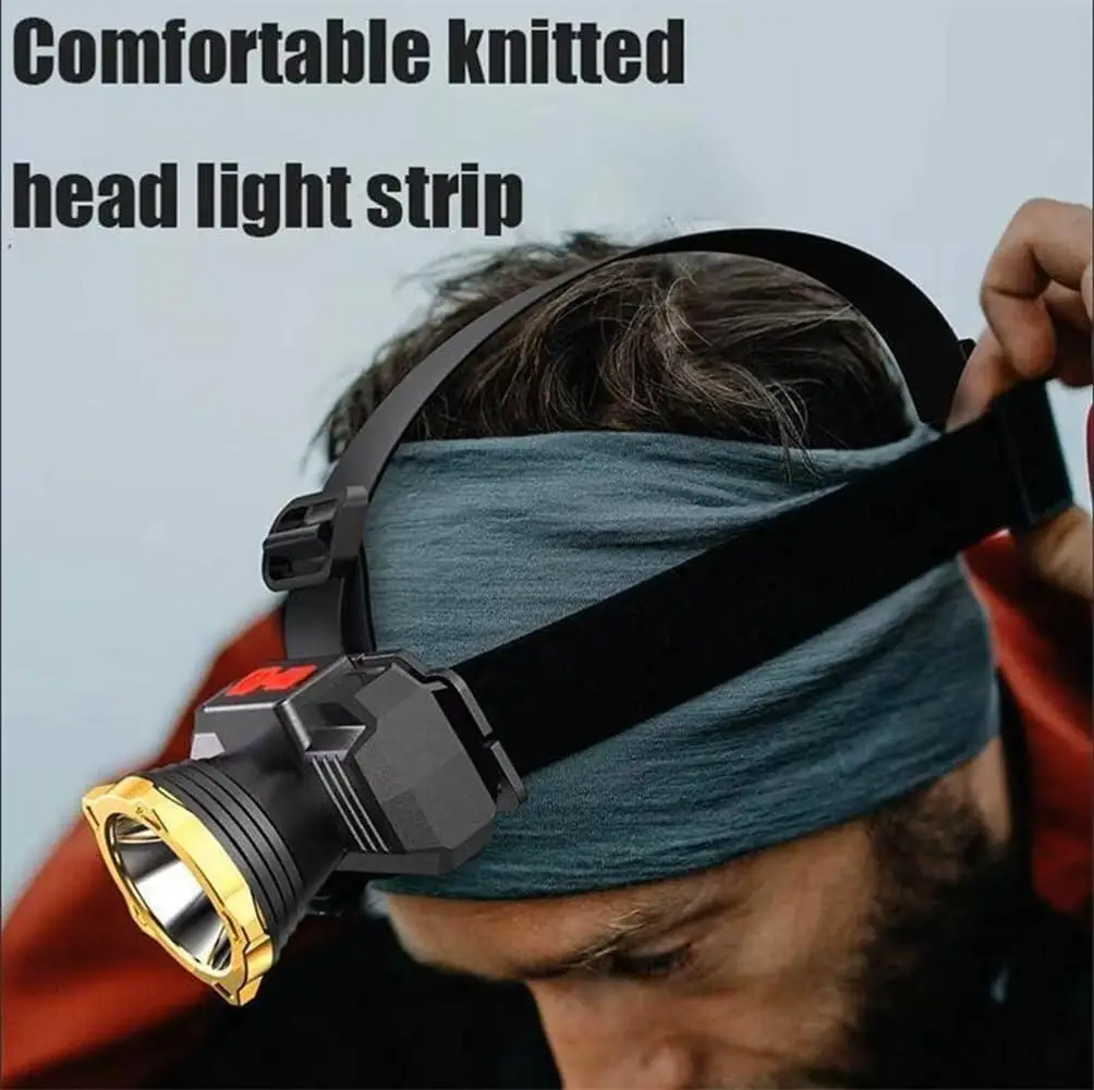 Светодиодный мощный пятиголовый уличный водонепроницаемый светильник для рыбалки, перезаряжаемый через USB ультра яркий налобный фонарик