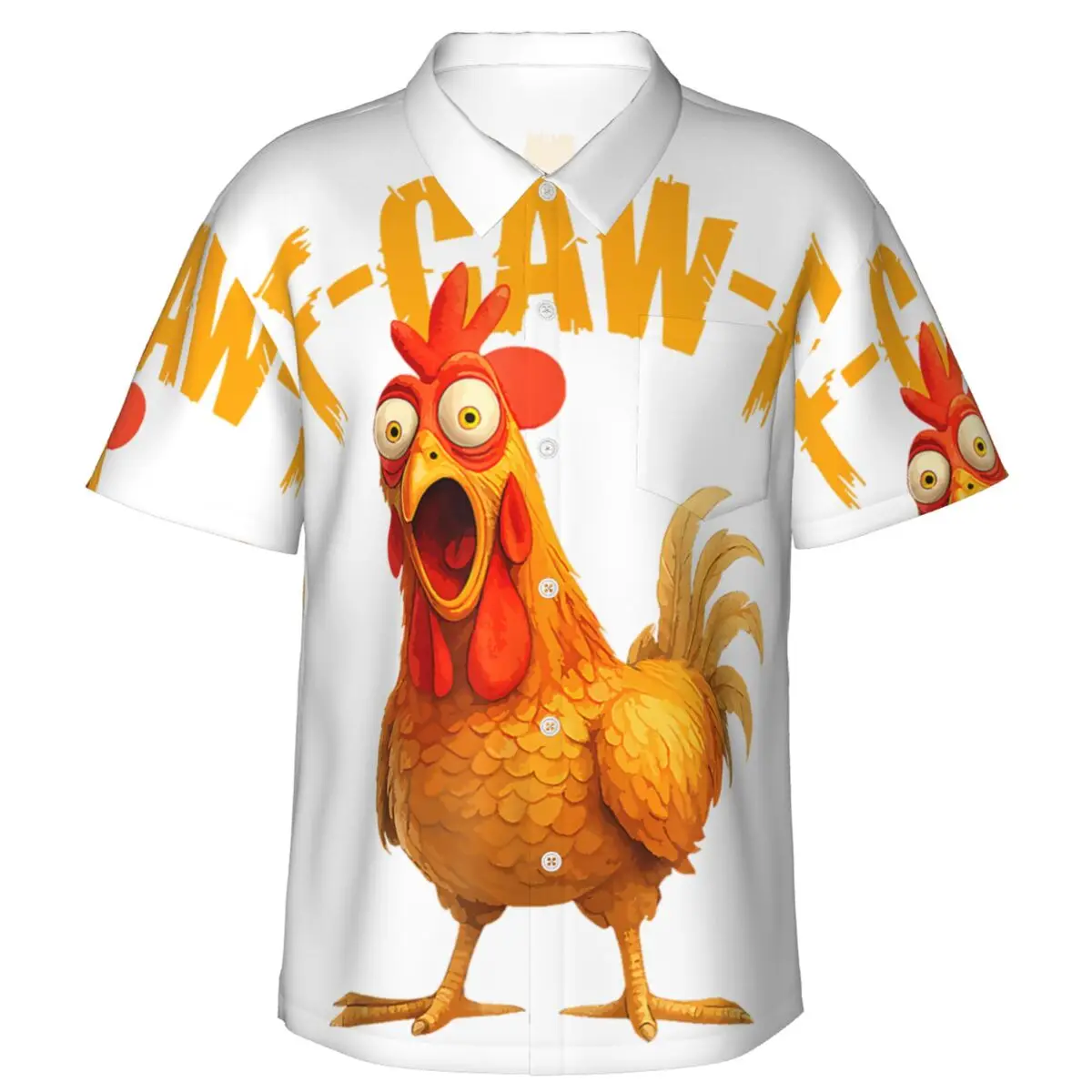 

Забавная гавайская рубашка F-Caw-F Chicken FCAWF для мужчин, повседневные рубашки для отпуска, с коротким рукавом, элегантные блузки в стиле Харадзюку на заказ