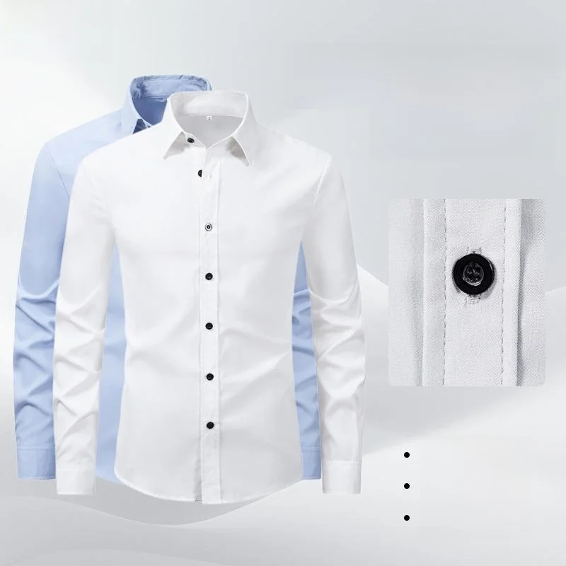 

Мужской Long Sve irt Slim Fit из полиэстера, дышащая повседневная одежда, не содержащий утюг, яркий молодежный цветной топ