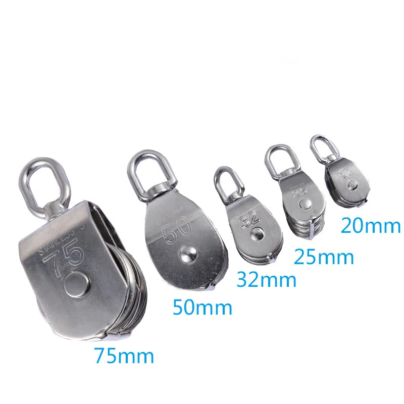 Stainless Steel Pulley M15/M20 M25 M32 M50 Single Wheel Swivel Lifting Rope Pulley Set Lifting Wheel Tools