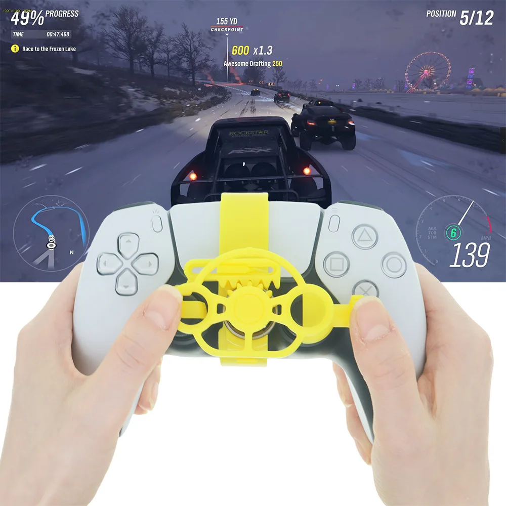 PS5 Enhanced Gaming Racing Wheel , 3D Printed Mini Steering Wheel add on for The Playstation 5 PS5 Dualshock 5 Controller