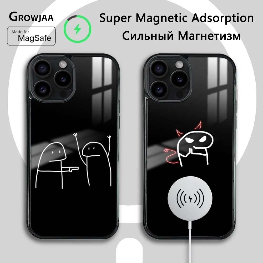

Funny Middle Finger Cute Man Magsafe Phone Case For iPhone 15 14 13 12 11 Pro Max Plus Mini Cool Mirror Wireless Magnetic Cover