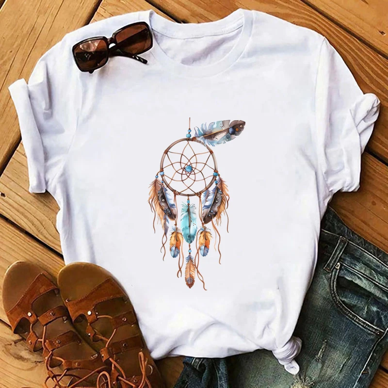 Colorful Feather Dream Catcher Pattern Print, Heat Transfers Stickers for Clothes, Suitable for Hoodies, T-Shirts, Pillow, Canva