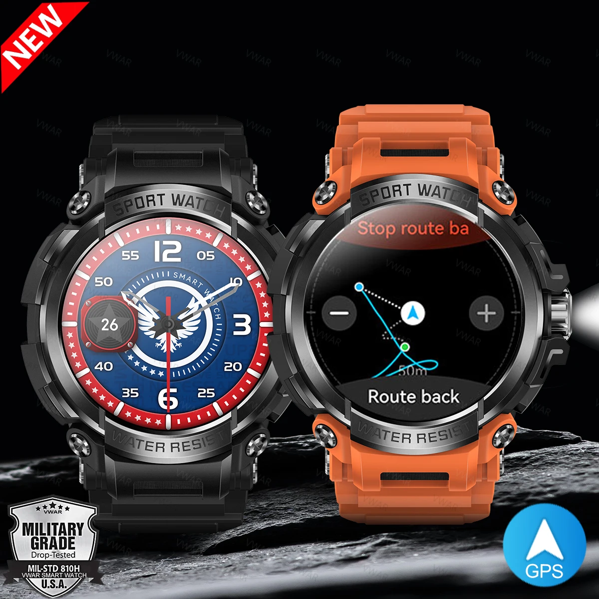

Смарт-часы VWAR Premium с GPS, уличный альтиметр, барометр, AMOLED-экран, встроенный GPS и компас, военные спортивные умные часы для мужчин